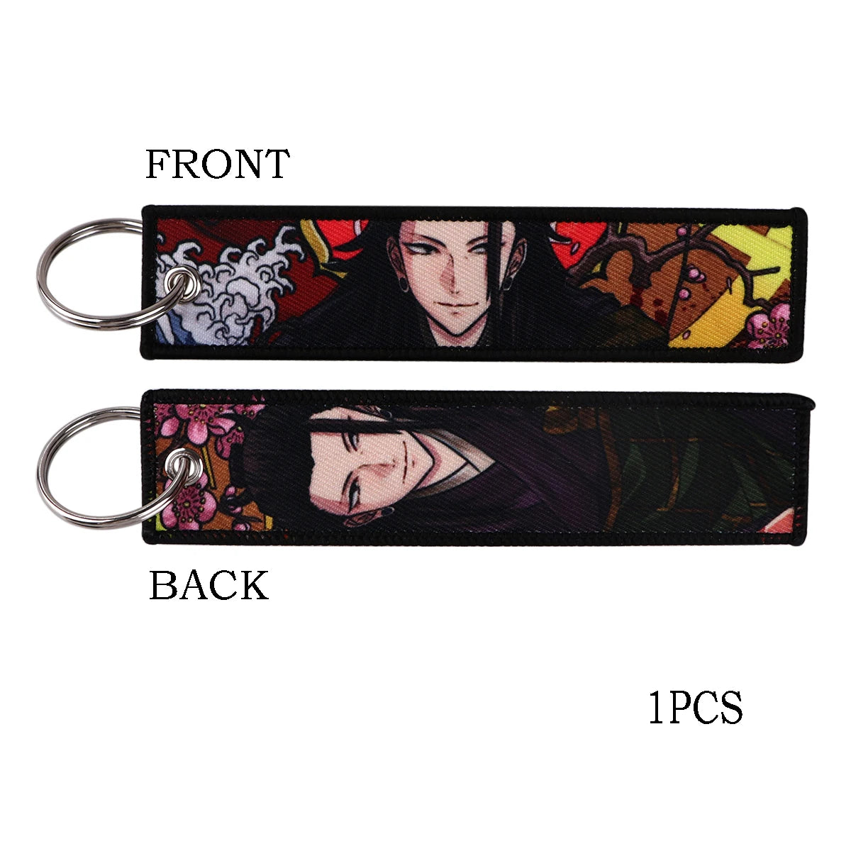 Anime Satoru Gojo Geto Suguru Embroidery Key Fobs Japanese Manga Key Tag Keychain Key Ring Backpack Chaveiro
