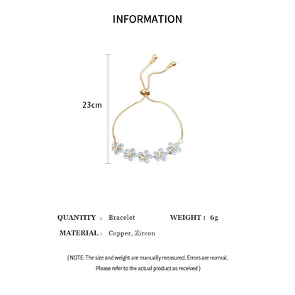 Exquisite Rhinestone Bracelet Ladies Fashion Stars Flower Charm Wristlet Bracelets Gold Color Adjustable  Wedding Jewelry  K-