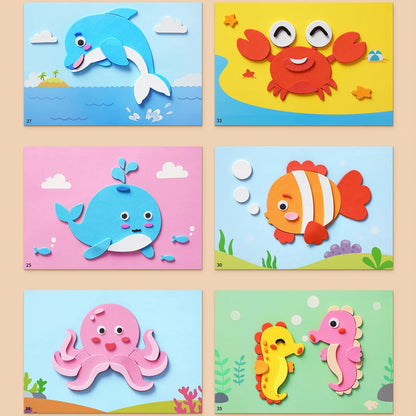 6pcs/set 3D EVA Foam Sticker DIY Cartoon Princess Animal Puzzle for Children Kids Multi-patterns Styles Toys for Children Gift