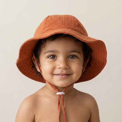INS Baby Pure Cotton Basin Hat Sun-Protective Breathable Baby Fisherman Hat Solid Color Children's Sun Hat