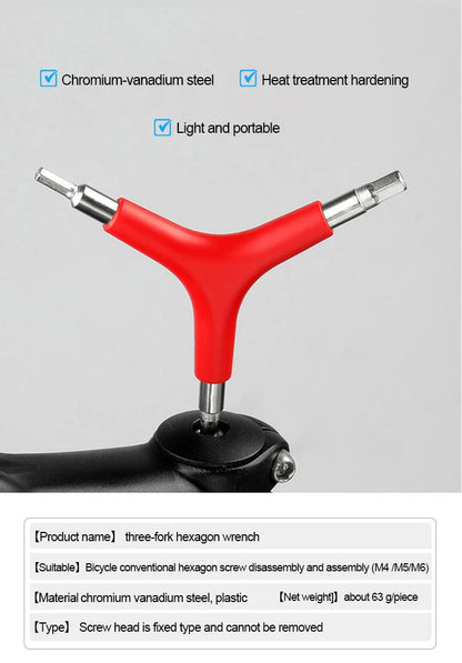 Hex Wrench Y-Type 3 Way 4/5/6mm Spanner Bicycle Repair Tools Trigeminal Hexagon Spanner Cycling MTB Mountain Bike Accessories