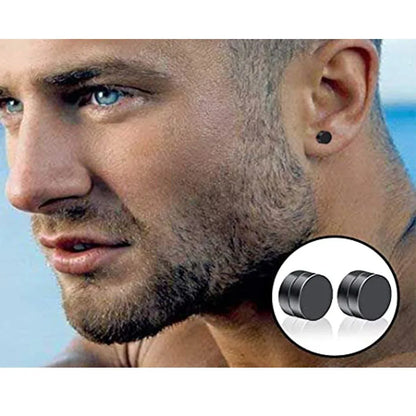 1 Pcs Clip On Hoop Earrings For Men Women Stainless Steel Fake Non Piercing Magnetic Dangle Earring Black Huggie Hoop