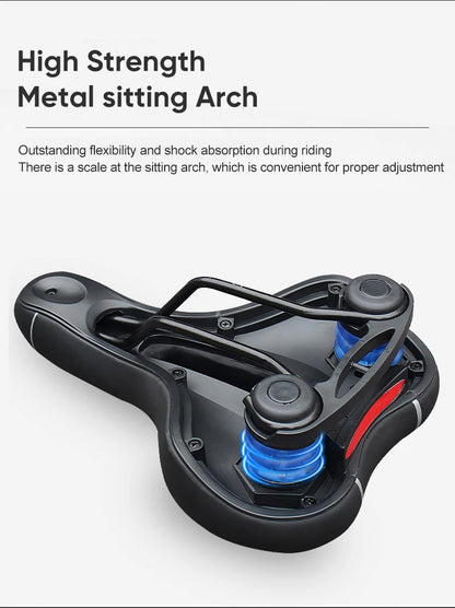 Hollow Breathable Bicycle Saddle Men Women MTB Road Bike Saddle Shock Absorbing Comfortable Big Butt Bike Seat Safety Warning