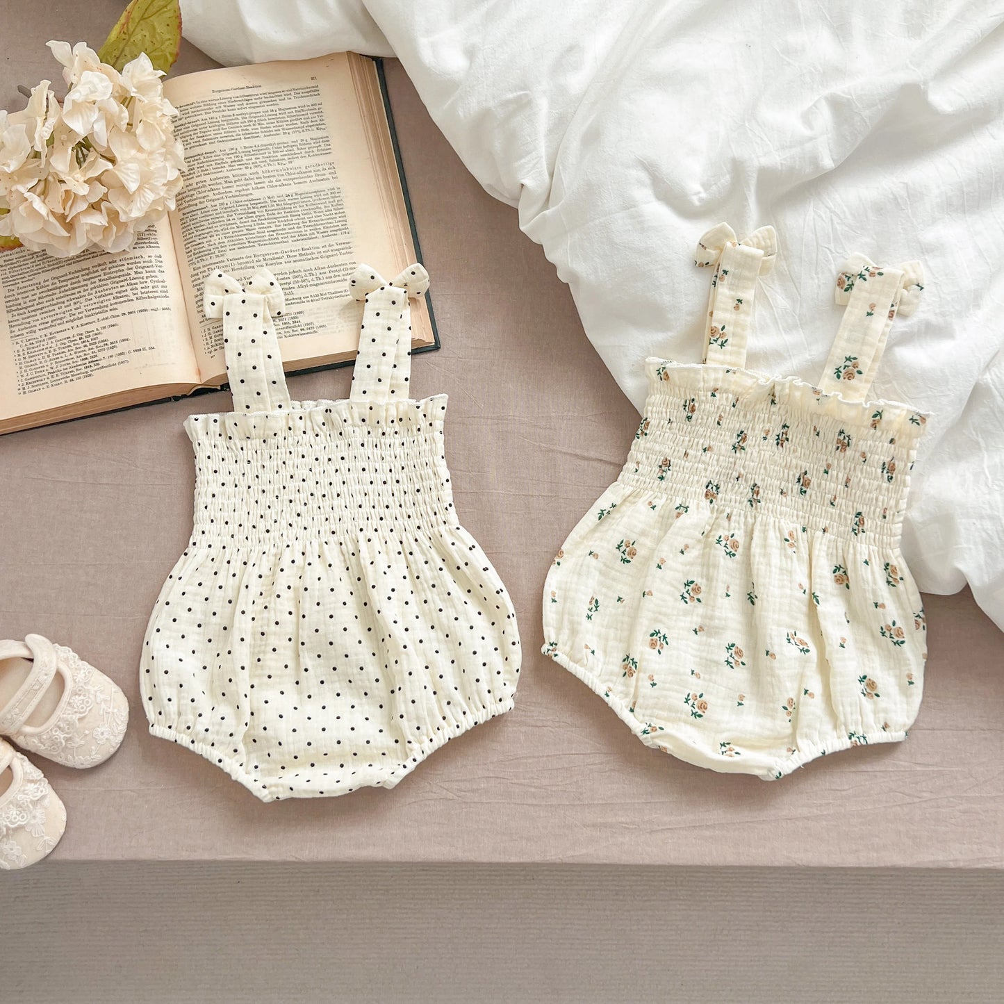 Summer Outfit Kids Baby Clothes Cotton Sleeveless Rompers Newborn Girls Clothes Toddlers Flower Bow Kids One-pieces Bodysuits