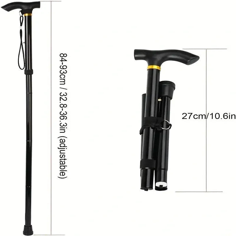 Telescopic Walking Stick Outdoor Hiking Trekking Poles Aluminum Alloy Metal Folding Cane Crutches Pole For Elderly People