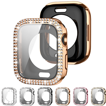 Bling Glass+Cover for Apple Watch Case 49mm 46 42 45 41 40 44mm Diamond Bumper+Screen Protector Iwatch Series 11 10 9 8 7 6 5 SE