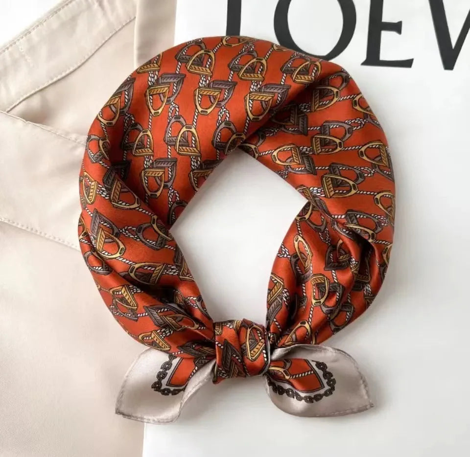 1pcs 70cm Houndstooth Printed Square Scarf For Women Silk CHRISTIAN Letters Fashionable And Versatile Headscarf Scarf Bandana
