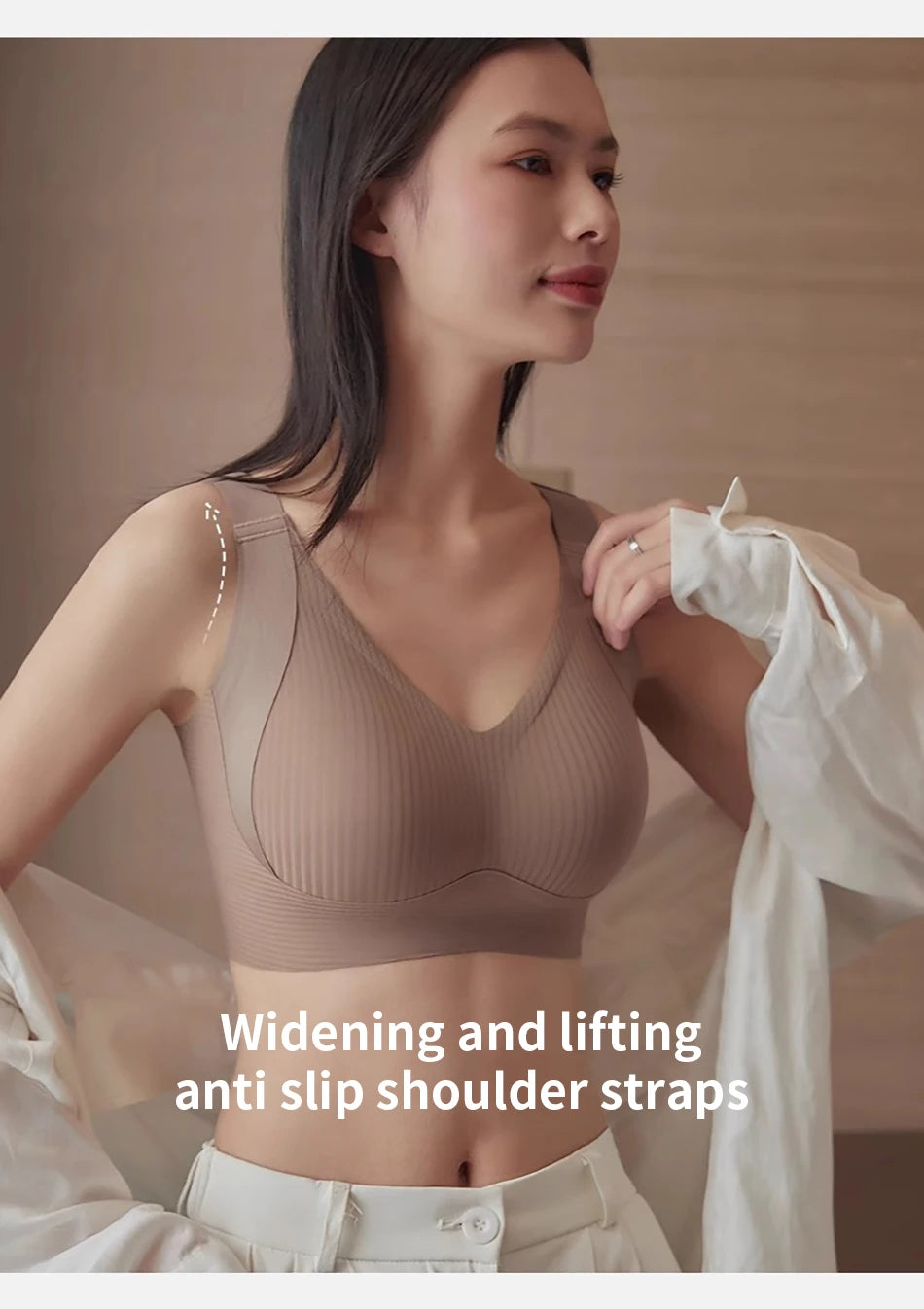 Women Maternity Bra Non Slip Shoulder Strap Bralette Simple and Casual No Underwire Padded Full Cup Size Adjustable Underwear