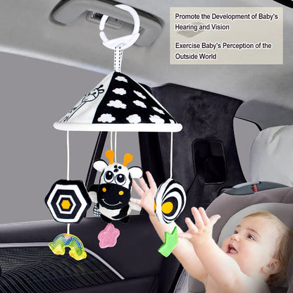 Black and White High Contrast Baby Toys Car Seat Toys for Newborn Hanging  Stroller Toy for 0 12 Months Infant Rattle Toys