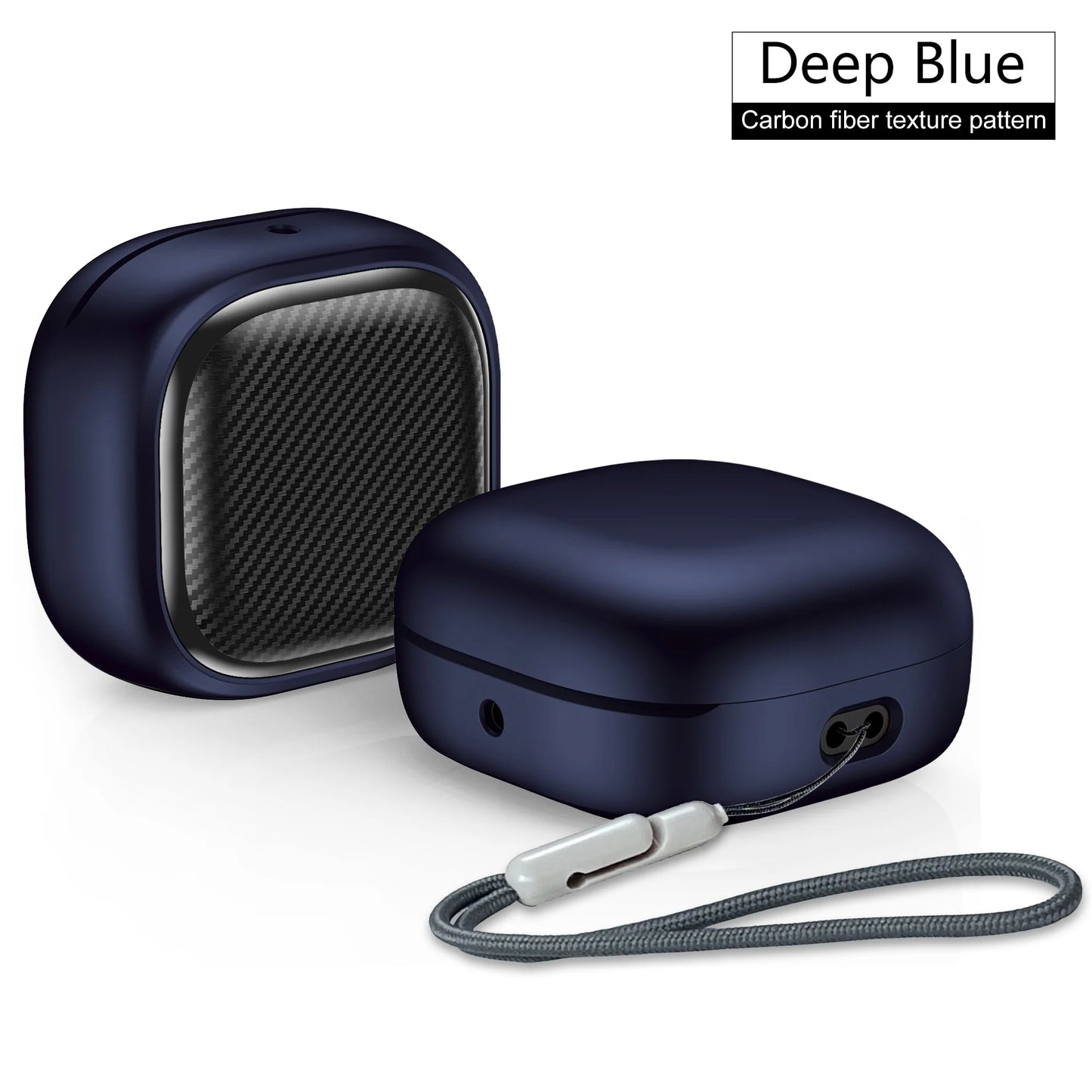 For Samsung Galaxy Buds FE, Buds Pro, Buds2 Pro, Buds Live, Buds2 Case Cover, Vogue Fiber Stripe Protection Case with Lanyard