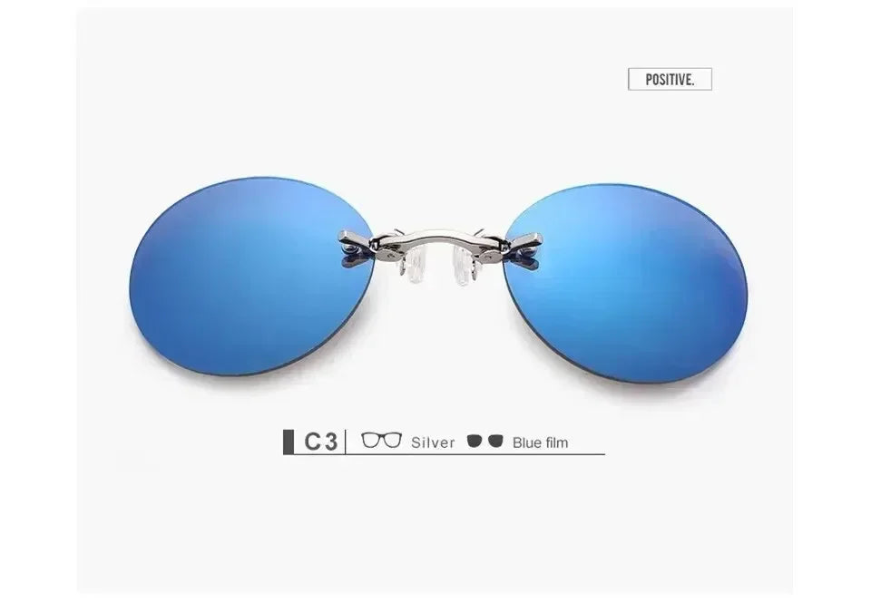  VIEWRING1-2PCS Clip On Nose Glasses Round Rimless Matrix Morpheus Sunglasses Mini Frameless Vintage Men Eyeglasses