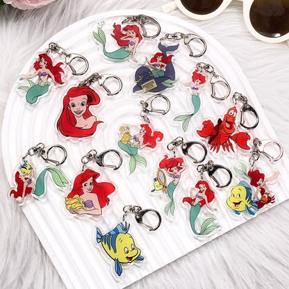 1/13Pcs Disney The Little Mermaid Ariel Ursula Acrylic Keychain Bag Charms Accessories Backpack Key Holder Keyring Fans Friends