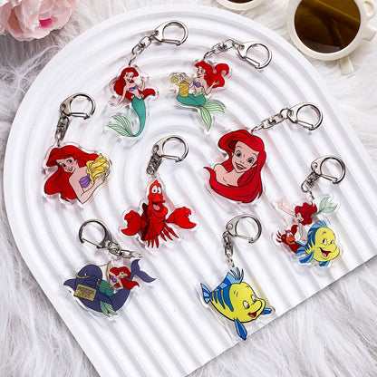 1/13Pcs Disney The Little Mermaid Ariel Ursula Acrylic Keychain Bag Charms Accessories Backpack Key Holder Keyring Fans Friends