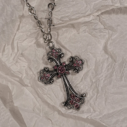 Y2K Sweet Cool Girl Personalized Creative Cross Love Pendant Necklace, Suitable for Daily Wearing