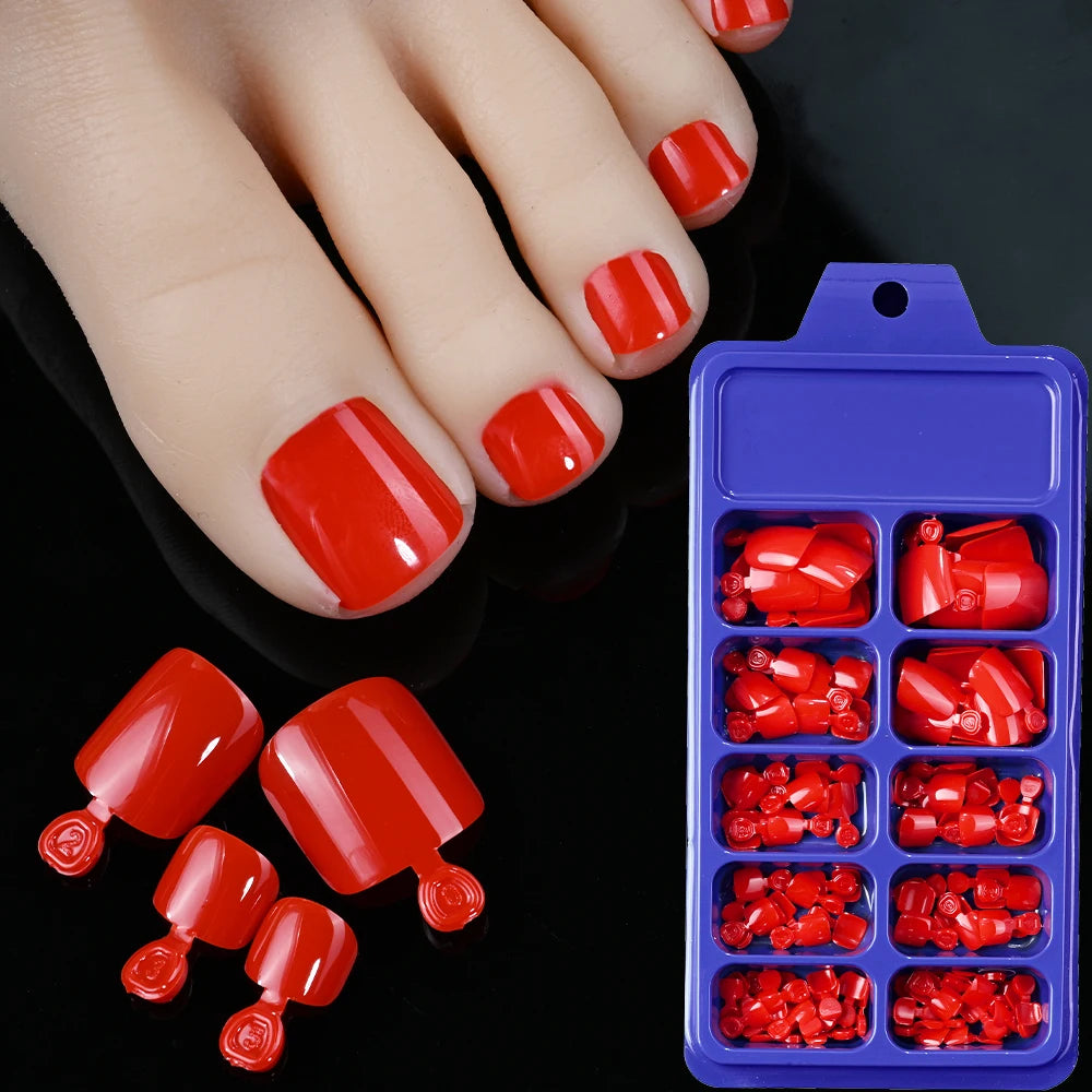 120Pcs Glossy Black Press On Toenails Short Square Full Cover Fake Toenail Tips for Summer Women False Foot Nail Tip Extension &
