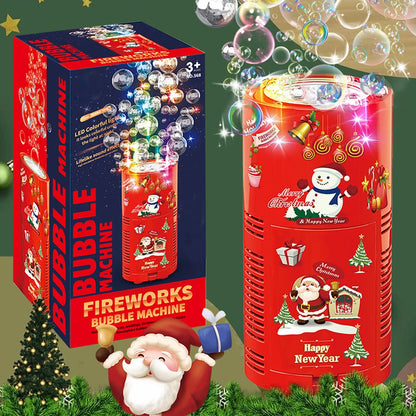 2024 Chinese New Year Imitation Firework Bubble Blowing Machine Electric Bubbles With Music Light Wedding Party Gift