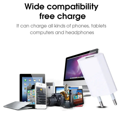 1-5Pcs Mini Universal 5V 1A EU Plug USB Wall Charger Portable Travel USB Power Adapter Charger For Phone Samsung Xiaomi Huawei
