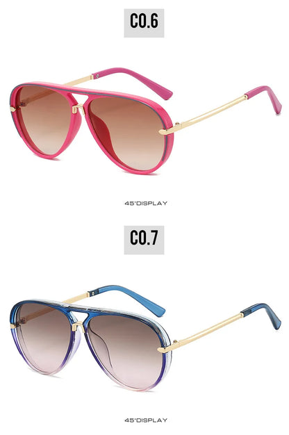 Trendy Oversized Pilot Sunglasses Women Men Vintage Retro Classic Designer Sun Glasses UV400 Protection Fashion Ladies Shades