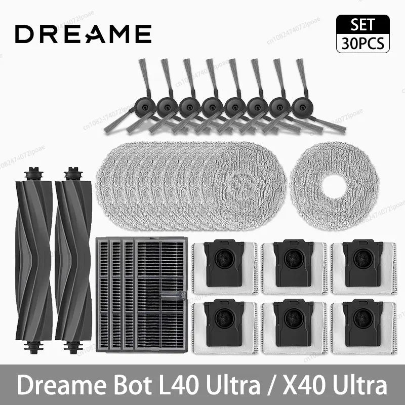 Dreame L40 Ultra / X40 Ultra Vacuum Cleaner Replacement Accessories Main Side Brush HEPA Filter Mop Cloths Dust Bag Spare Parts