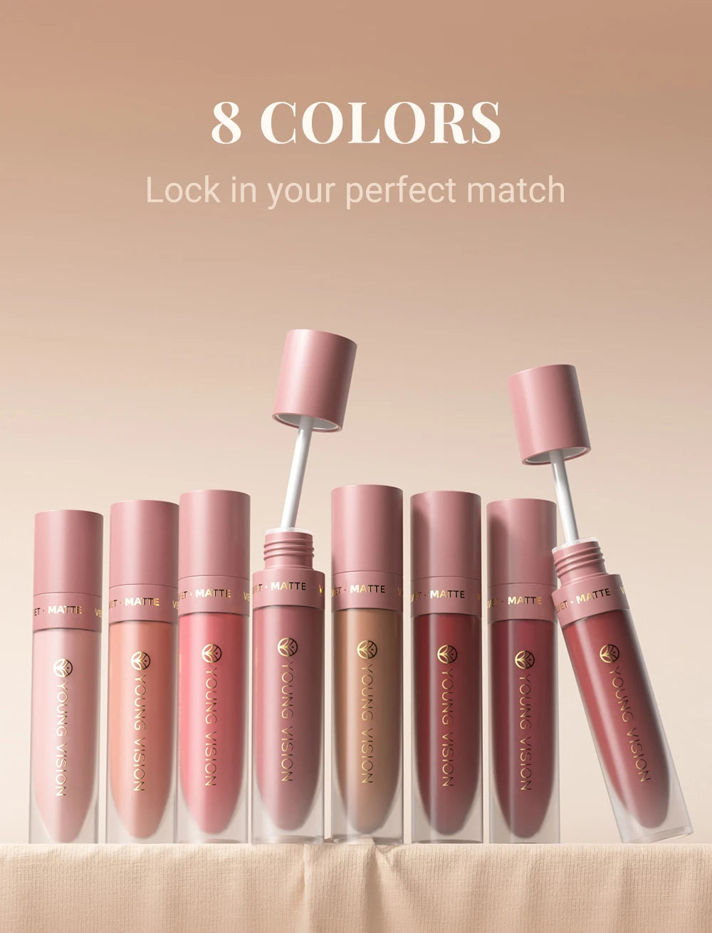 8 Color Nude Brown Matte Liquid Lipstick Velvet Sexy Dark Red Lip Glaze Non-stick Cup Not Easy To Fade Lip Gloss Lipstick Makeup