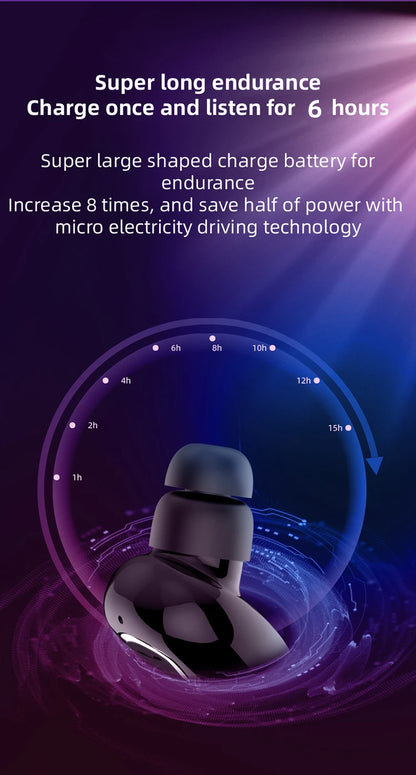 Mini Invisible Earphones Bluetooth 5.0 Wireless Headphones Hands Free Sports In-Ear Earbuds HiFi Music Gaming Headset with Mic