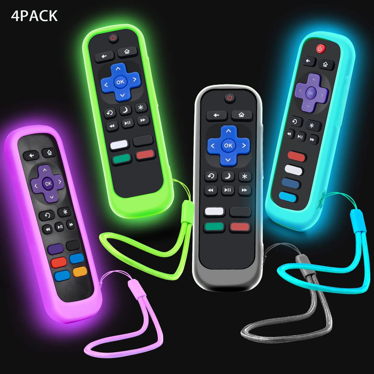 Case for Roku Remote Universal Replacement Controller Silicone Sleeve Skin Glow in The Dark(Red and Black Not Glow)