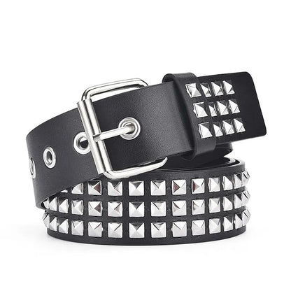 Fashion New Square Bead Rivet Belt Metal Pyramid Belt Men and Women Punk Hardware Jeans Belt Y2K Belt Designer Belt Women's Belt