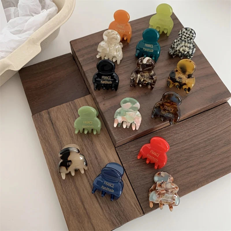 2pcs/set Mini Acetate Hair Claw Side Pins Small Size Shark Clip Sweet Cute Elegant Hairpin Hair Clips Women Hair Accessories