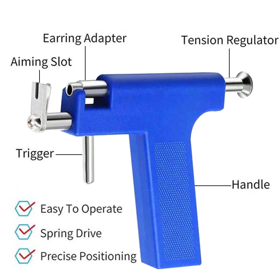 Professional Ear Piercing Gun with 98pcs Stainless Steel Earrings Stud for Home and Salon Use Ear Piercing Kit