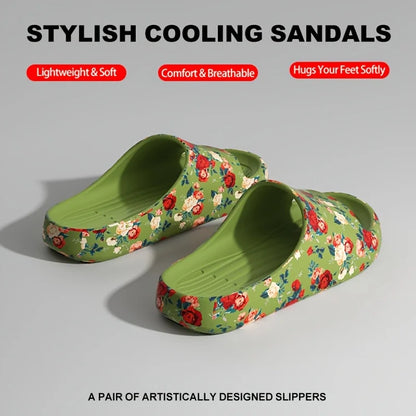 Women Men Floral Slide Sandals Plus Size Soft Slippers Thick Sole Non Slip Beach Shoes Casual Summer Indoor Outdoor Footwear