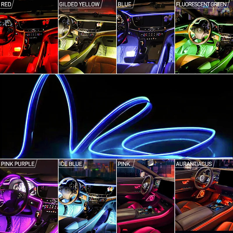 1/2/3/4/5M LED Decorative Lamp, Flexible Neon Cable Strip, USB Interior Lighting for Vehicles, Party Mood Diode, Ambient Lights