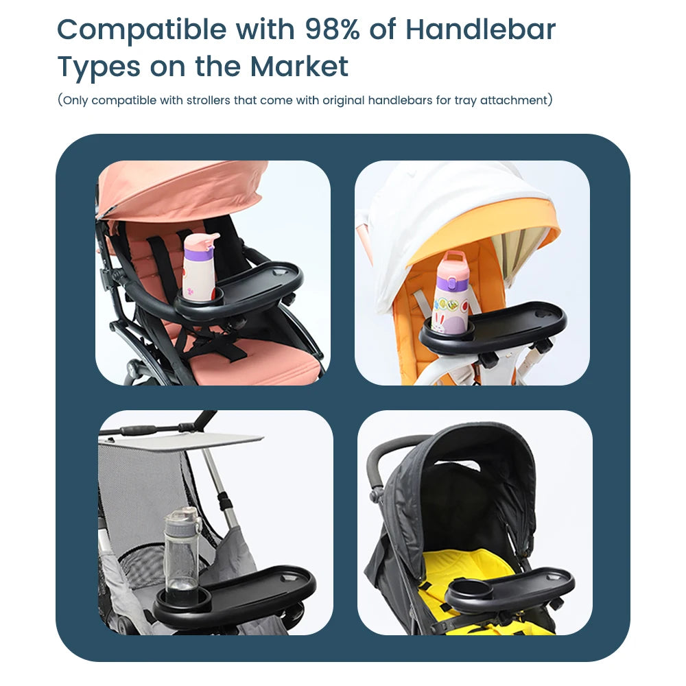 3-in-1 Universal Stroller Snack Tray Adjustable Cup Holder Phone Slot Compatible with  Most Strollers Multifunctional Travel