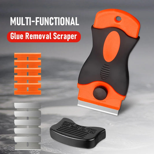 Auto Glass Cleaning Scraper Tool for Car Windows Stickers Non Scratch Scraper with Metal+Plastic Blades Oven & Hob Scraper
