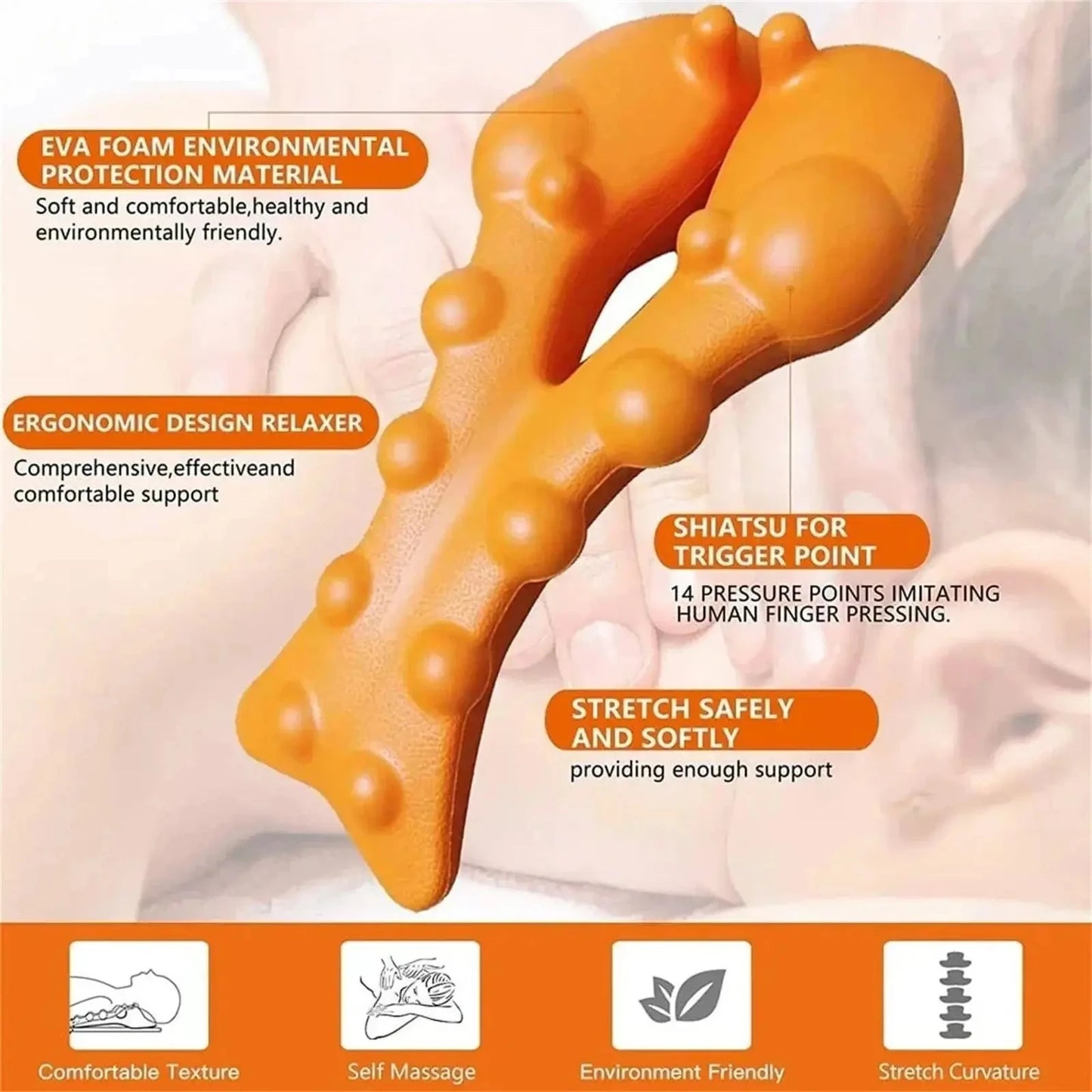 Cervical Traction Device Neck Stretcher Massager for Neck Shoulder Stretcher,Trigger Point Massager Tool,Neck Support Device