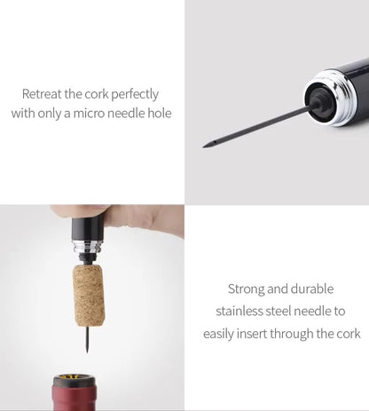 Portable Handheld 2-in-1 Air Pressure Wine Opener with Air Pump And Cork Remover Foil Cutter Compact Desktop Cicerone for Party