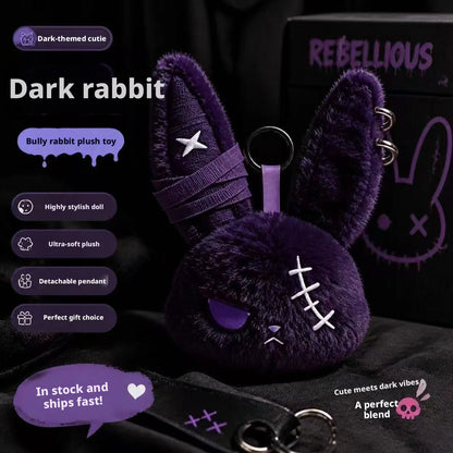Hot Gothic Bunny Plush Keychain RabbitBag Charm with Bandage Desian Kawaii Key Ring Pendant Car Bag Ornament  Gift To