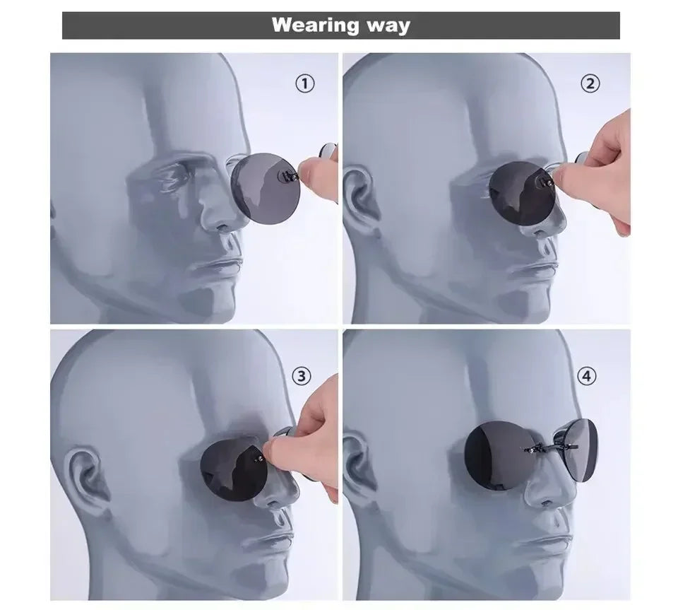  VIEWRING1-2PCS Clip On Nose Glasses Round Rimless Matrix Morpheus Sunglasses Mini Frameless Vintage Men Eyeglasses