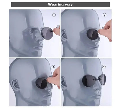  VIEWRING1-2PCS Clip On Nose Glasses Round Rimless Matrix Morpheus Sunglasses Mini Frameless Vintage Men Eyeglasses