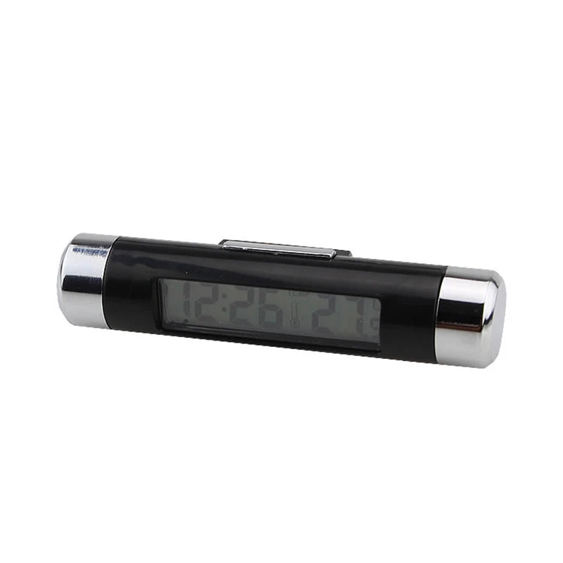 Portable 2 in 1 Car Digital LCD Clock Temperature Display Electronic Clock Thermometer Car Automotive Blue Backlight With Clip