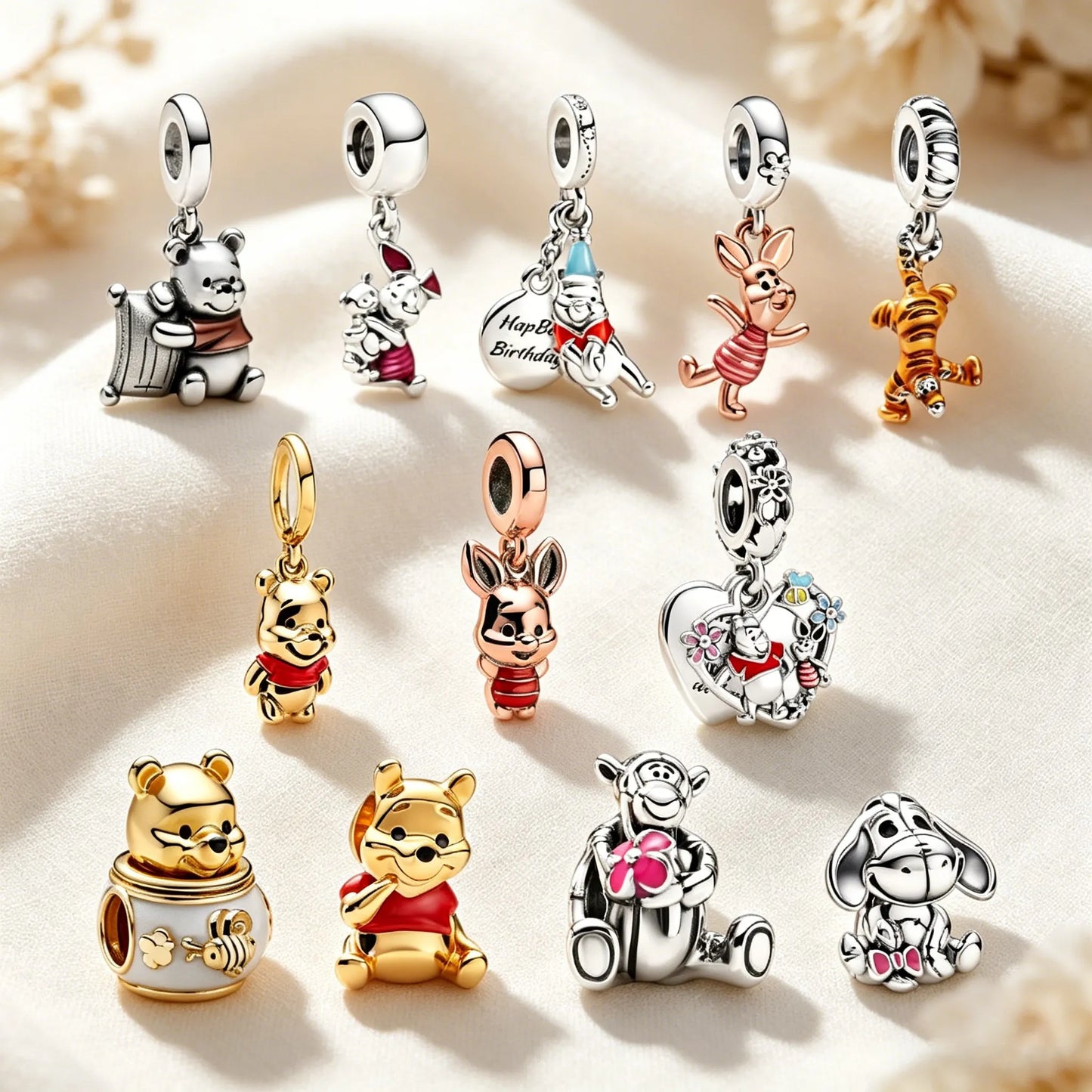 Hot Disney Winnie the Pooh Piglet Tigger Charm Pendant Original Bracelet Necklace Beads For Diy Jewelry Women Gift