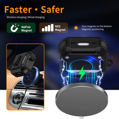 Magnetic Automatic Switch Earphone Cover For Airpods Pro 2 4 ANC Case Full Body Protection Shockproof With Hook Phone Holder Box