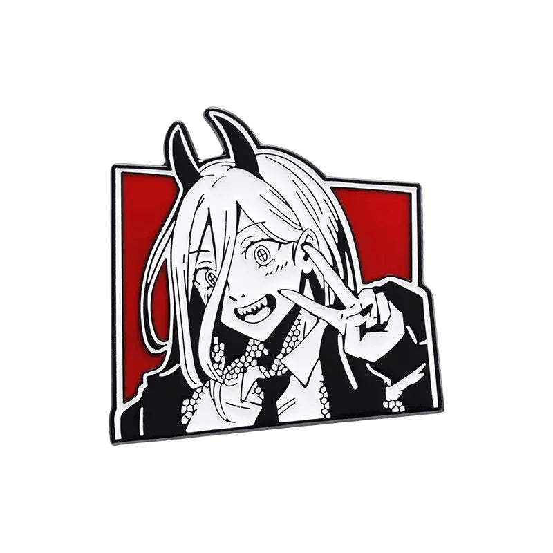 Chainsaw Man Metal Badge Japanese Anime Power Enamel Pin Brooch Cute Girl Cartoon Lapel Pins Emblem Fashion Jewelry Accessories