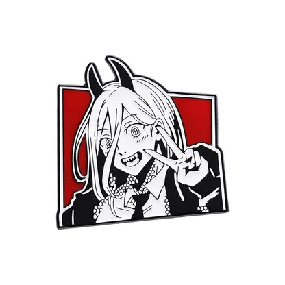 Chainsaw Man Metal Badge Japanese Anime Power Enamel Pin Brooch Cute Girl Cartoon Lapel Pins Emblem Fashion Jewelry Accessories
