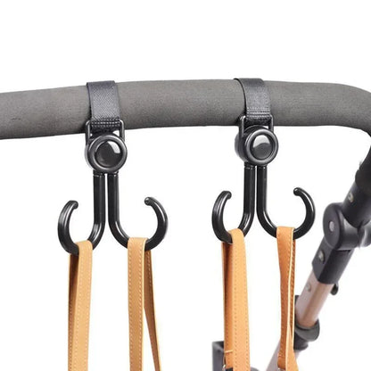 Double Hook Load-bearing Sturdy and Durable 360 Degree Rotating Adjustable Hook and Loop Fasteners Baby Stroller Accessories