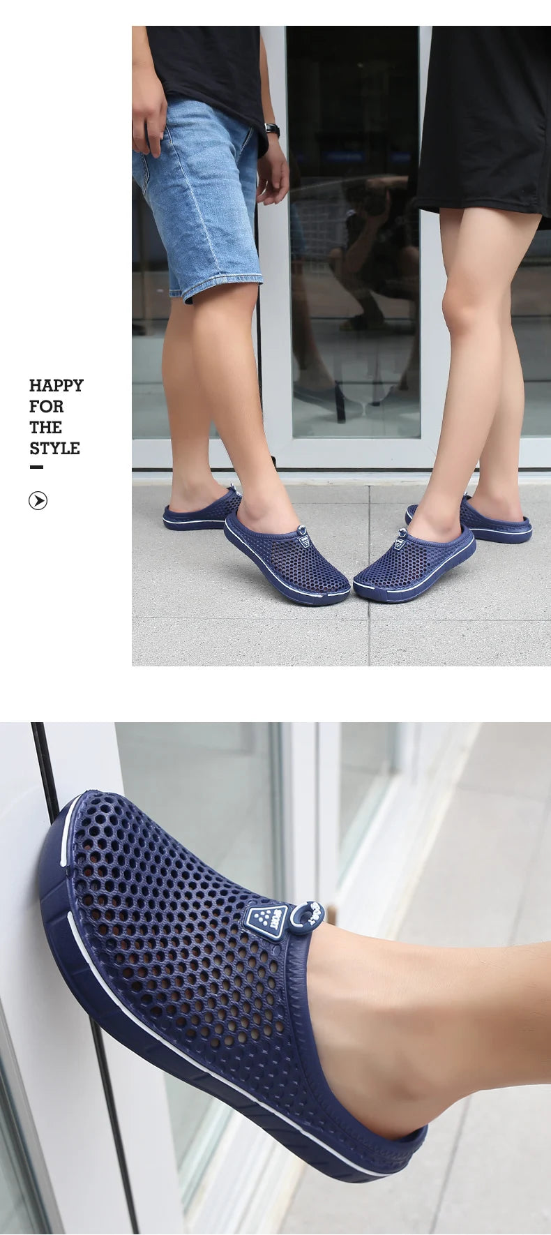 Couple Style Men's and Women's Slippers, Clogs, Mules, Solid Color Slip-Ons, Breathable Summer