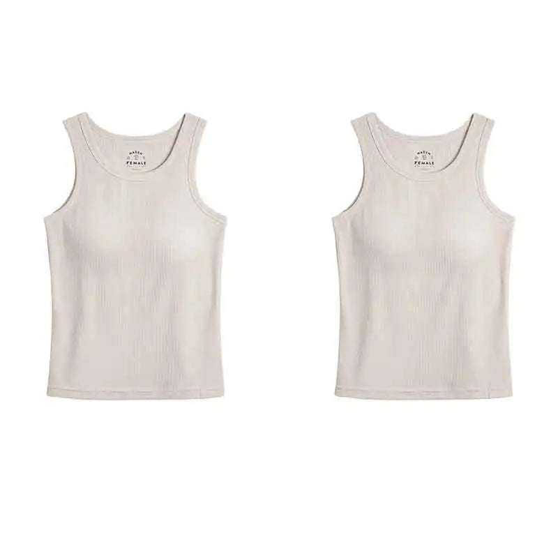 Maden Summer Sleeveless Knitted Tank Tops for Women Solid Color Casual Sports Vest Slim Fit Female Outer Wear Tops