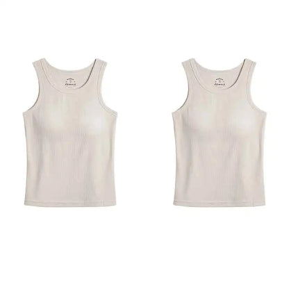 Maden Summer Sleeveless Knitted Tank Tops for Women Solid Color Casual Sports Vest Slim Fit Female Outer Wear Tops