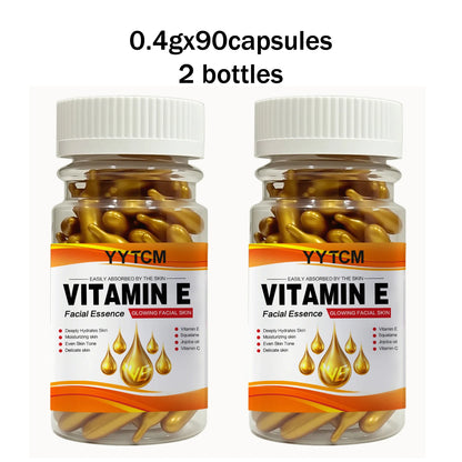 Vitamin E Deep Moisturizing Capsule Essence, Hydrates and Smooths Skin, Contains Plant-Based Squalane, Vitamin C, Deep Hydration and Skin-Brightening Essence (0.4Gx30 Capsules)/Bag-1 Bag