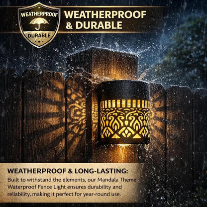 Outdoor LED Solar Fences and Wall Lights, Metal Mandala Lights, for Gardens, Lawns, Estates, Fences, Corridors, Lawns, Porches