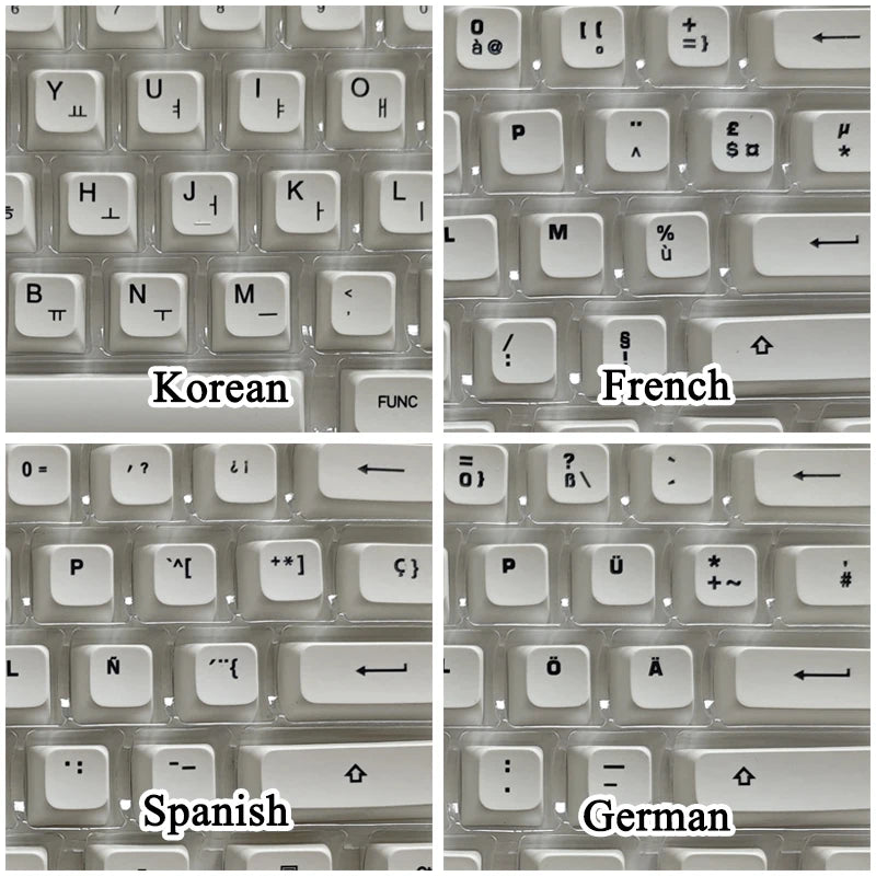 Minimalist White PBT Keycaps 120 Keys Korean Spanish English Multilingual XDA Profile for Mechanical Keyboard Magnetic Keyboard